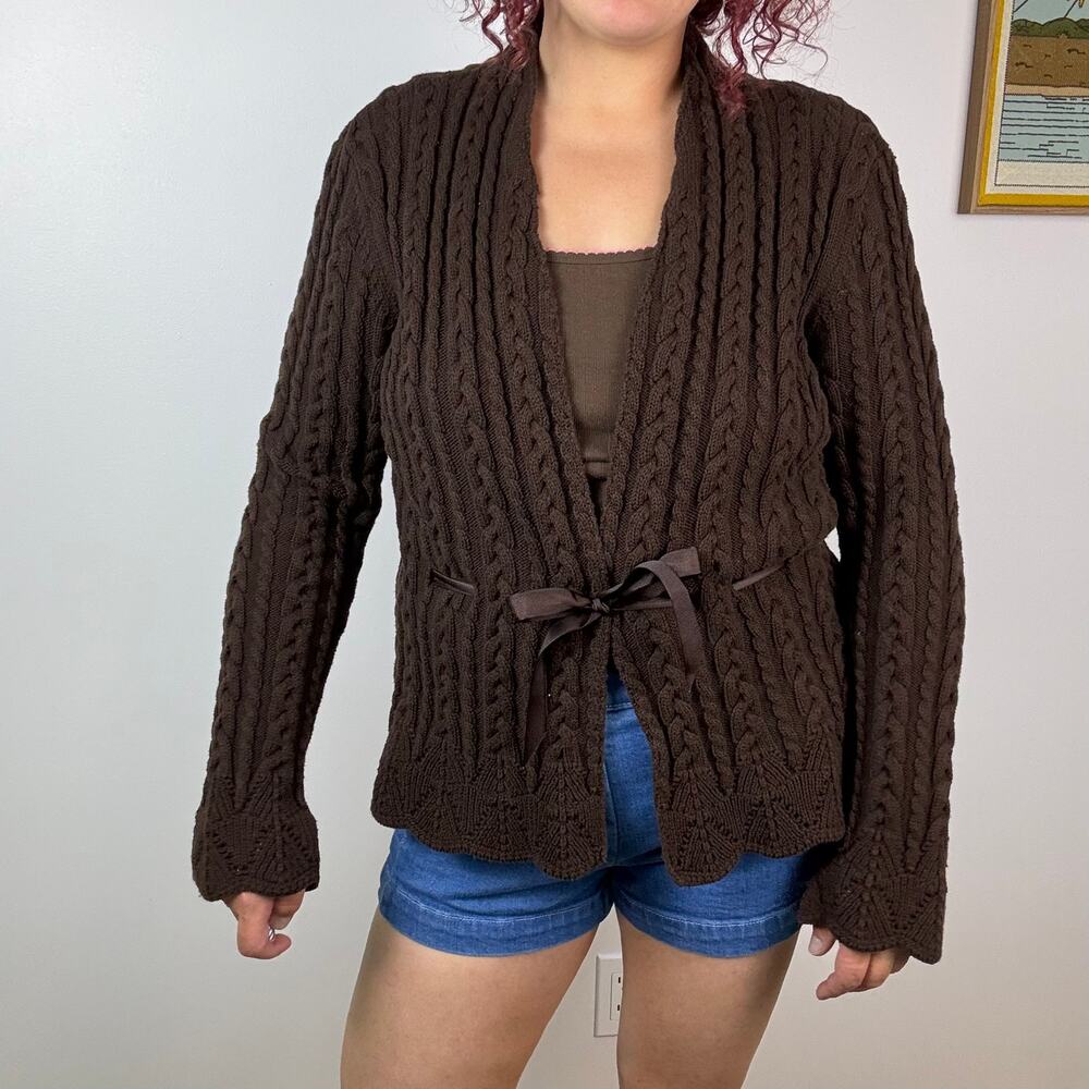 Chaps brown cotton sweater cardigan size XL